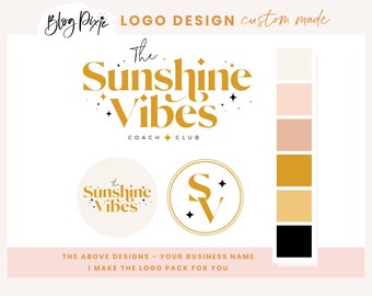Modern Logo Design - Boho Logo - Coach Logo - Podcast Logo - Branding Kit - Colorful Retro Logo Design - Sunshine Vibes - SV01 - Blog Pixie