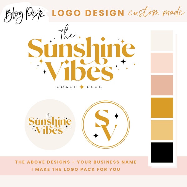 Modern Logo Design - Boho Logo - Coach Logo - Podcast Logo - Branding Kit - Colorful Retro Logo Design - Sunshine Vibes - SV01 - Blog Pixie