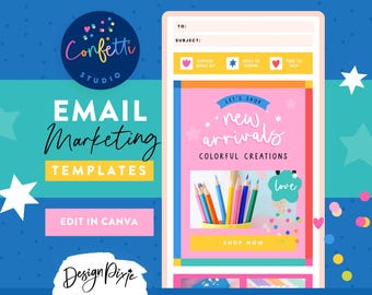 Färgglada e-postmarknadsföringsmallar - Canva e-postgrafik, nyhetsbrevsdesign, e-postbanners, roliga marknadsföringsmallar - CF01 Design Pixie