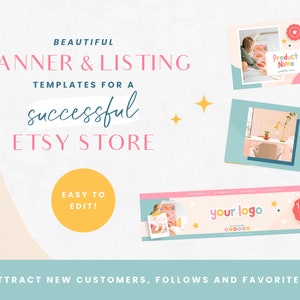 Fun Etsy Banner Templates - Etsy Shop Kit Canva - Etsy Shop Bundle - Etsy Store Listing Design - Etsy Banner Template Set - CC01 Blog Pixie image 2