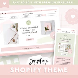 Tema Rosa para Shopify - Modelo de Loja Elegante para Produtos Digitais - Tema Feminino Rosa Sálvia para Sites - PP01 Design Pixie