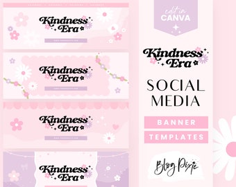 Pink Facebook Banner Template Canva - Pastel Social Media Banners - Branding Kit - Small Business Templates - Facebook Group KE01 Blog Pixie