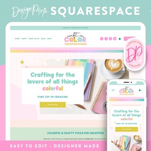 Modello Squarespace Craft - Design del sito web arcobaleno colorato - Tema Squarespace estetico - Blog di e-commerce creativo - CR01 - Design Pixie