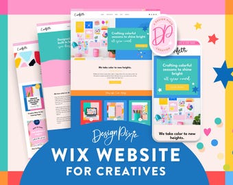 Colorful Wix Website Template - Bright Web Design Theme - Creative Website, Shop, Blog Layout - Primary Colors Branding - CF01 Design Pixie