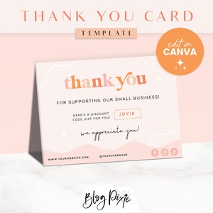 Dankeskarten Vorlage - Canva Dankeschön Bestellkarte - Small Business Branding - Dankeskarten - Helles Buntes Design - SJ01 - Blog Pixie