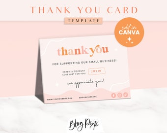 Thank You Card Template - Canva Thankyou Order Card - Small Business Branding - Thank You Cards - Bright Colorful Design - SJ01 - Blog Pixie