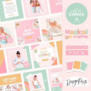Instagram Post Templates Canva - Pastel Rainbow Pink Instagram Bundle - Quotes for Instagram - Canva Template Frames - MW01 - Blog Pixie