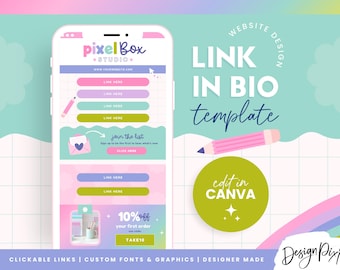 Canva Link in Bio Template - Instagram Links Website - One Page Website - PB1 Design Pixie