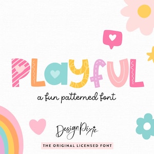 Playful Font With Hearts and Patterns - Cute Fonts for Procreate - Pattern Font - Decorative Lettering Fonts -  iPad Font PF01 Design Pixie