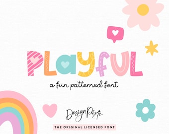 Playful Font With Hearts and Patterns - Cute Fonts for Procreate - Pattern Font - Decorative Lettering Fonts -  iPad Font PF01 Design Pixie