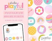 Instagram Highlight Covers Rainbow Cute - Covers for Instagram Stories - Instagram Highlights Colorful Icons - Playful PF01 - Blog Pixie