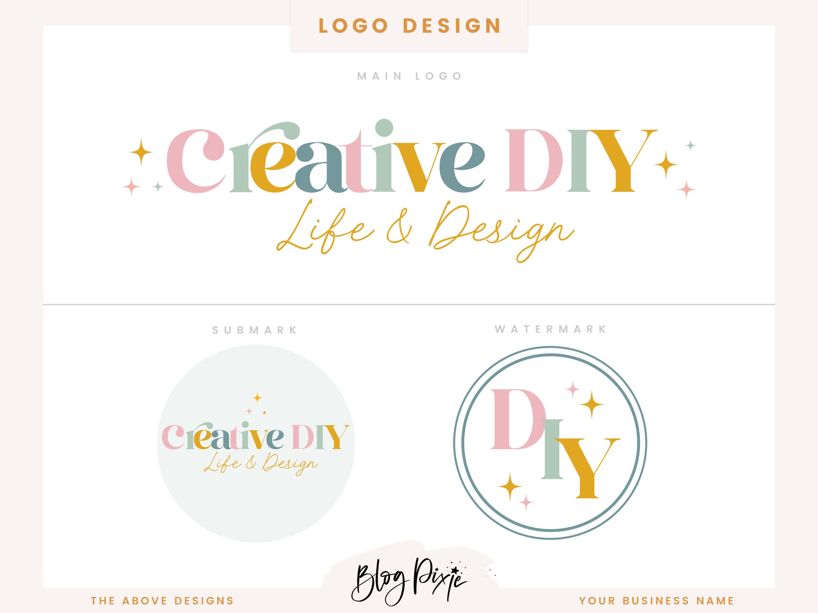 Colorful Logo Design With Stars Creative Logos Business - Etsy Sweden
