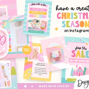 Playful Christmas Instagram Bundle - Pastel Rainbow Canva Templates - Festive Posts, Stories, Highlights - Holiday PF01 CH01 Design Pixie image 8