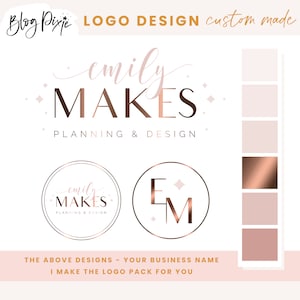 Rose Gold Logo Design - Hübsches Logo - Feminine Logos - Branding Kit - Stern Logo - Handgemacht - Kleine Unternehmen - Rosa Logo - Blog Pixie