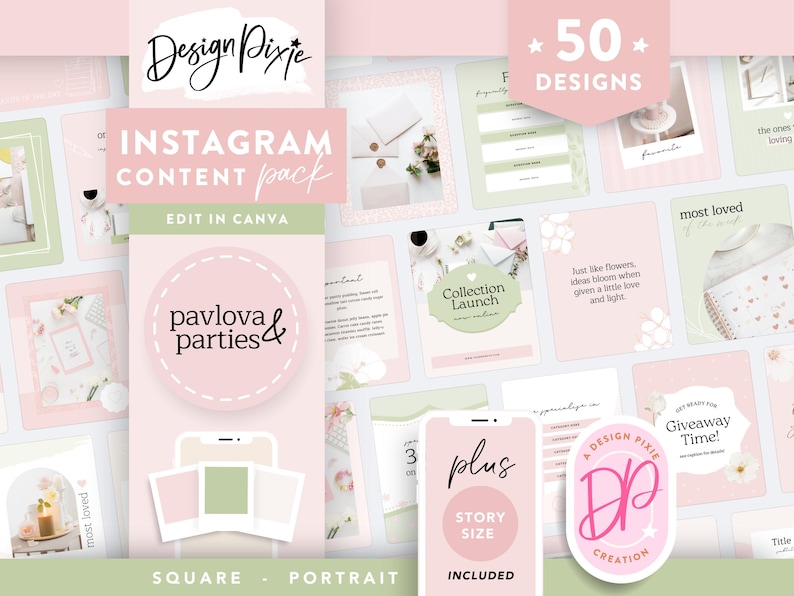 Pretty Ig Posts Pretty Feminine Instagram Post Templates - Canva Instagram Stories ...