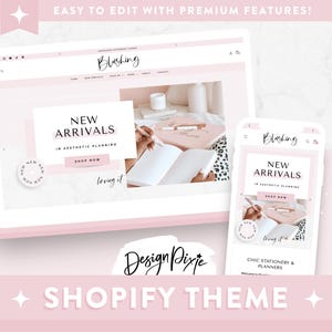 Blush Pink Shopify Theme - Chic Feminine Marble Website Design - BL01 Design Pixie