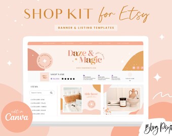 Etsy Banner Templates Canva - Etsy Shop Kit Boho - Listing Templates - Etsy Store Branding - Etsy Seller Success - Blog Pixie