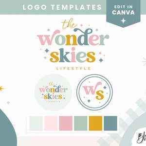 Logo With Stars - Logo Template Canva - Editable Logo Design - Small Business Logo - Logo Design Canva - Rainbow Logo - CD01 - Blog Pixie