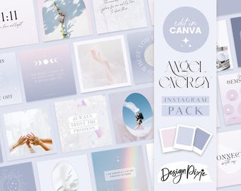 Szablony postów na Instagramie Duchowe - Szablony Canva - Prawo Przyciągania - Pastelowe cytaty na Instagram - Trener Tarota Zodiaku AE01 Blog Pixie