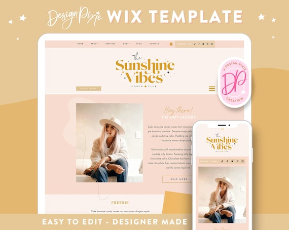 Wix Website Template - Boho Coach Wix Website - Creative Wix Layout - Wix Web Design Ecommerce - Wix Blog - Sunshine Vibes - SV01 Blog Pixie