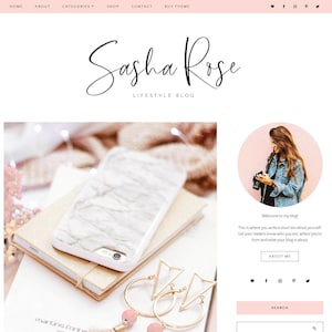 Wordpress Theme - Wordpress Theme for Bloggers - Wordpress Blog - Responsive Wordpress Themes -  Feminine Design - Free Font - Blog Pixie