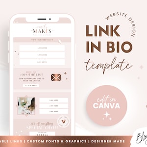 Rose Gold Link in Bio Template Canva - Links Website - Instagram Landing Page - Rose Gold Canva Website Template Design - RG01 - Blog Pixie