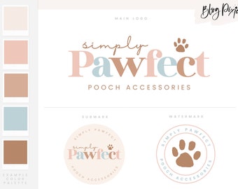 Paw Logo Design - Pet Logo - Dog Paw Logo - Pet Shop Accessories Grooming Logos - Cute Colorful Logo and Branding Kit - Blog Pixie