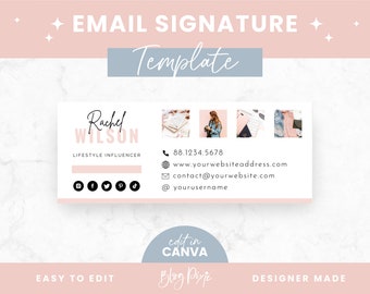 Email Signature Template Canva - Gmail Signature Design - Business Email - Blog Email - Edit Yourself Email Signature - Blog Pixie