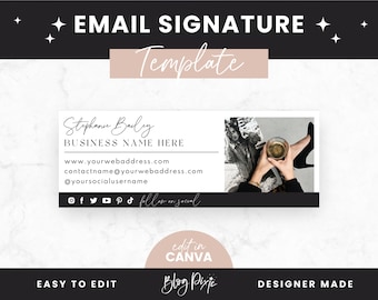 Email Signature Template Canva - Business Email Signature Design - Gmail - Outlook - Edit Yourself Email Signature - LE01 - Blog Pixie