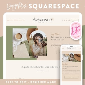 Squarespace Website Template Boho - Business Website - Squarespace 7.1 - Boho Website Design - Squarespace Green Beige - Blog Pixie