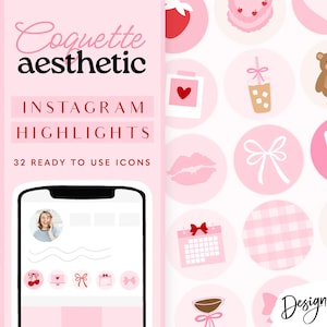 Coquette Instagram Highlight Covers - Girly Pink Icons - Feminine Pretty Highlights - Aesthetic Instagram Covers - CQ01 Design Pixie