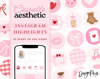 Coquette Instagram Highlight Covers - Girly Pink Icons - Feminine Pretty Highlights - Aesthetic Instagram Covers - CQ01 Design Pixie