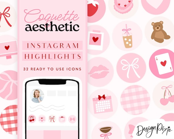 Coquette Instagram Highlight Covers - Girly Pink Icons - Feminine Pretty Highlights - Aesthetic Instagram Covers - CQ01 Design Pixie