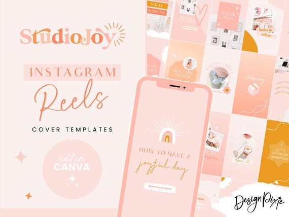 Instagram Reels Canva Templates - Instagram Reel Cover Templates - Instagram Video Ideas - Pinterest Idea Pins - Studio Joy SJ01 Blog Pixie