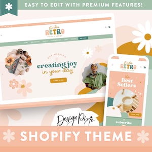 Retro Shopify Theme - Groovy Fashion, Accessories, Lifestyle Candle Boutique - Seventies Branding - SR01 Design Pixie