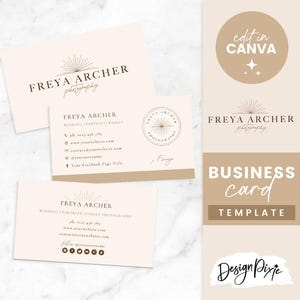 Fotograf Visitenkarte Vorlage - Canva Visitenkarte Design - Boho Visitenkarte - Bearbeitbare Visitenkarte - Branding - Blog Pixie