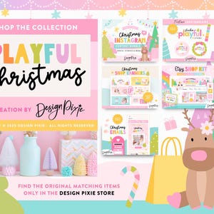 Playful Christmas Instagram Bundle - Pastel Rainbow Canva Templates - Festive Posts, Stories, Highlights - Holiday PF01 CH01 Design Pixie image 11
