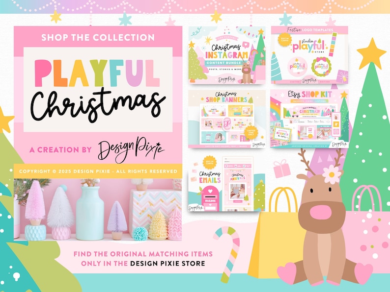 Playful Christmas Instagram Bundle - Pastel Rainbow Canva Templates - Festive Posts, Stories, Highlights - Holiday PF01 CH01 Design Pixie image 11