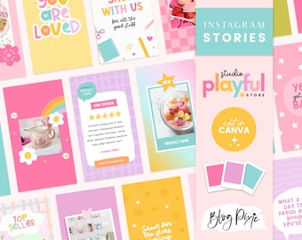 Rainbow Instagram Story Templates - Instagram Templates Canva - Positive Quotes for Instagram - Rainbow Instagram Stories - PF01 Blog Pixie