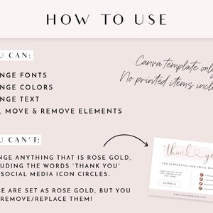 Thank You Card Template Rose Gold Blush Pink Canva Thankyou Order Card ...