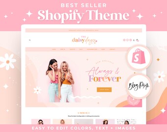 Shopify Theme Pink Fashion - Online Boutique - Shopify Clothing Website - Floral Shopify Banners - Shopify 2.0 Template DD01 Blog Pixie