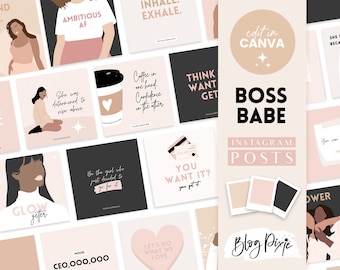 Instagram Post Templates Canva - Girl Boss Quotes for Instagram - Modern Instagram Templates - Canva Designs - Boss Babe Quotes - Blog Pixie