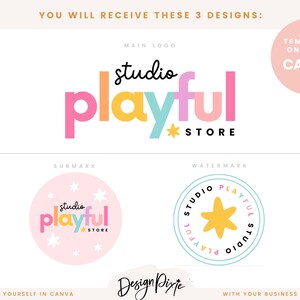 Playful Rainbow Logo Design Template Canva - Editable Logo Design ...