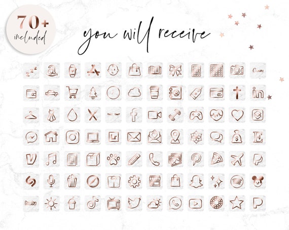 App Icons Rose Gold Marble Ios 14 App Covers Ios 14 Etsy Uk