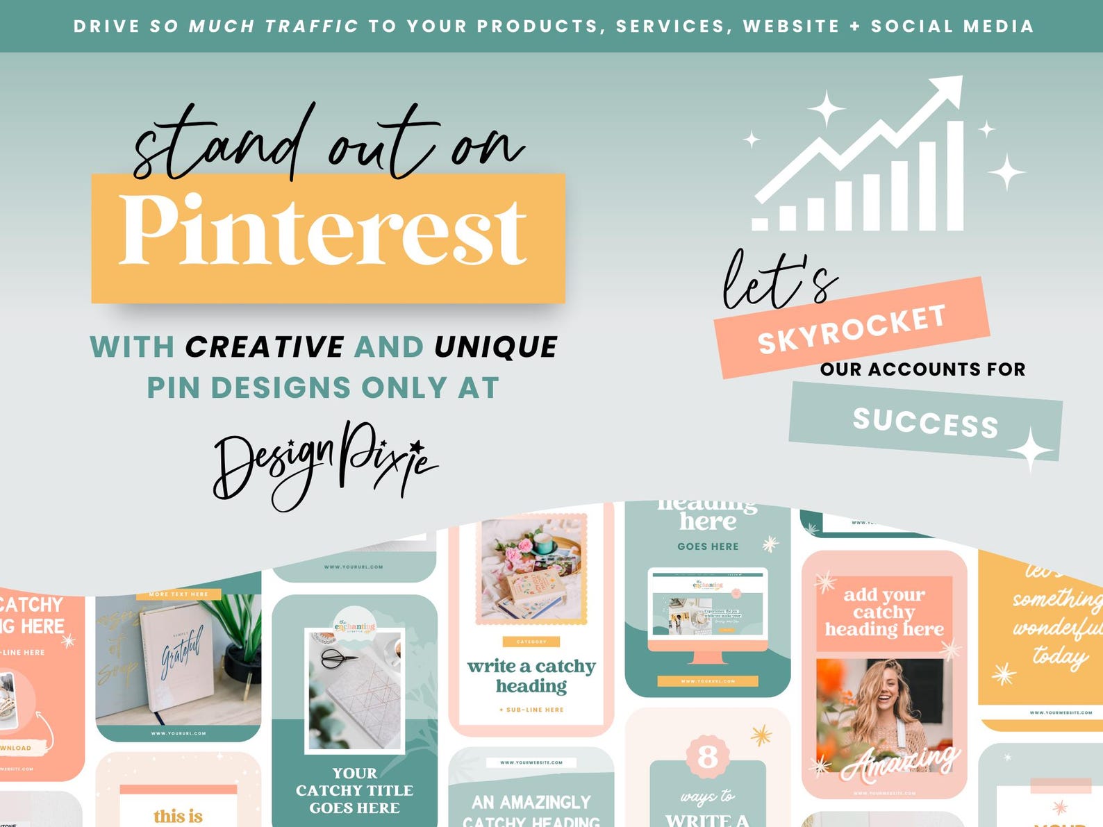 Enchanting Pinterest Templates for Canva - Green Yellow Branding - Idea ...