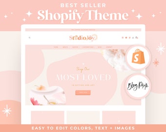 Shopify Theme - Bright Fun Shopify Website Template - Shopify Banners - Shopify Pink Design - Kids Boutique - Studio Joy SJ01 Blog Pixie