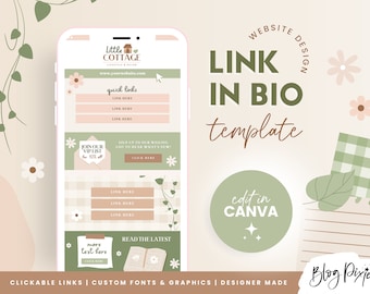 Cottagecore Links Website Template Canva - Link In Bio - Instagram Landing Page - Canva Website Template - CG01 - Blog Pixie