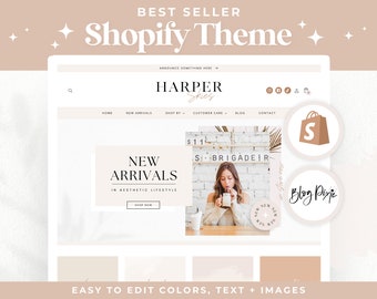 Shopify Theme Template Minimal - Aesthetic Shopify 2.0 - Luxe White Shopify Theme - Skincare Website Design Shopify Banners HS01 Blog Pixie