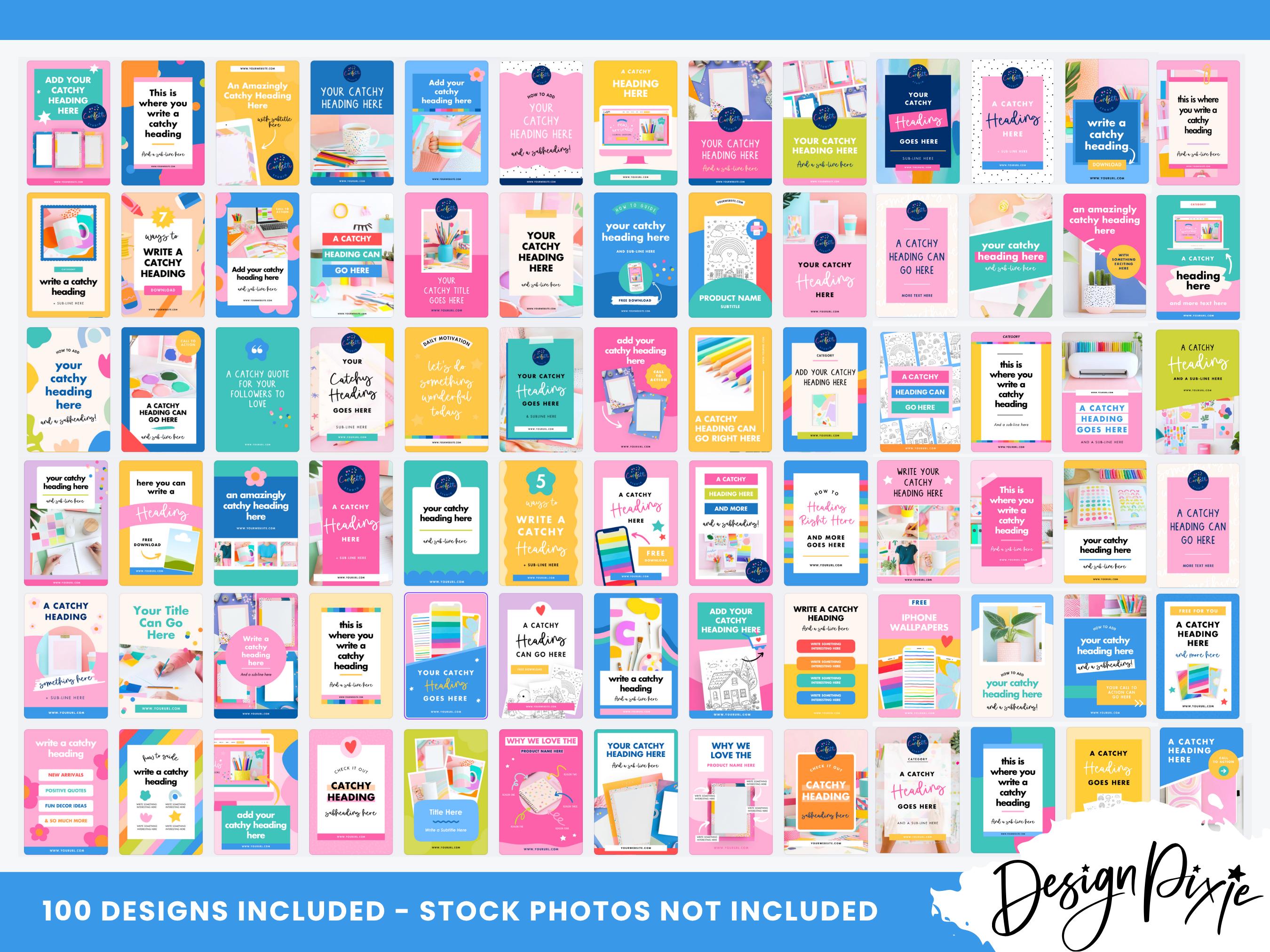 Colorful Pinterest Templates for Canva - Idea Pins - Bright Primary ...
