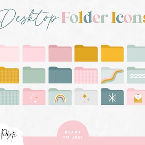Desktop Folder Icons Pastel Rainbow - Cute Aesthetic Mac Desktop - PC Folders - Computer Organizer - Mac and Windows Icons - CD01 Blog Pixie